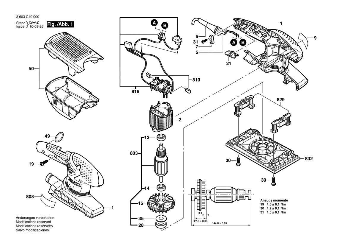 Pièces détachées pour Ponceuse vibrante BOSCH PSS 200 A PSS200A - SWAP ...