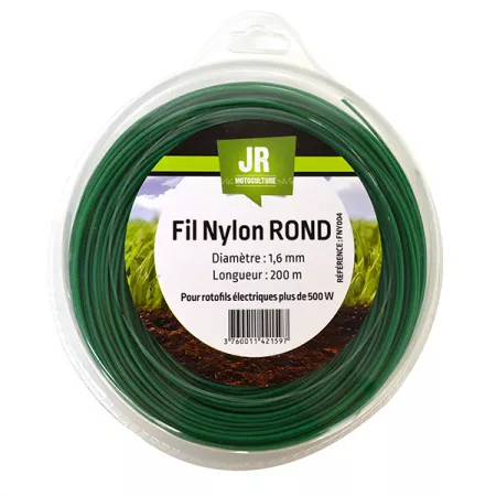 Fil nylon rond JR - Diamètre : 1,6 mm - Longueur : 200 m