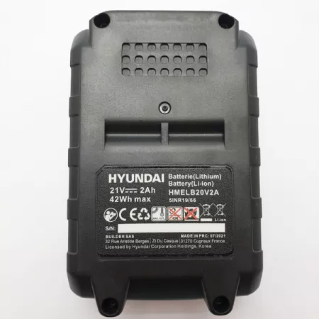 Batterie 115mm HPVD18L 2000Ah 20V 21V 18V 18V-20V 2Ah HYUNDAI