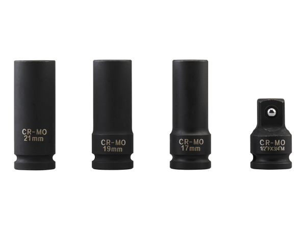 JEU DE DOUILLES 17, 19, 21mm, L 75mm + ADAPTATEUR 1/2 à 3/4 POUR VISSEUSE A CHOC PARKSIDE PASSP 20 Li B4 - REF: 91110526