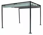 ACIER/POLYESTER Pergola avec toit coulissant 2.92X2.94XH2.25M