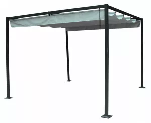ACIER/POLYESTER Pergola avec toit coulissant 2.92X2.94XH2.25M