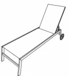 Chaise longue en acier textilene, avec roues