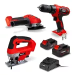 Pack d'outils 20 V - Perceuse - Meuleuse - Scie sauteuse -  2 & 4 Ah