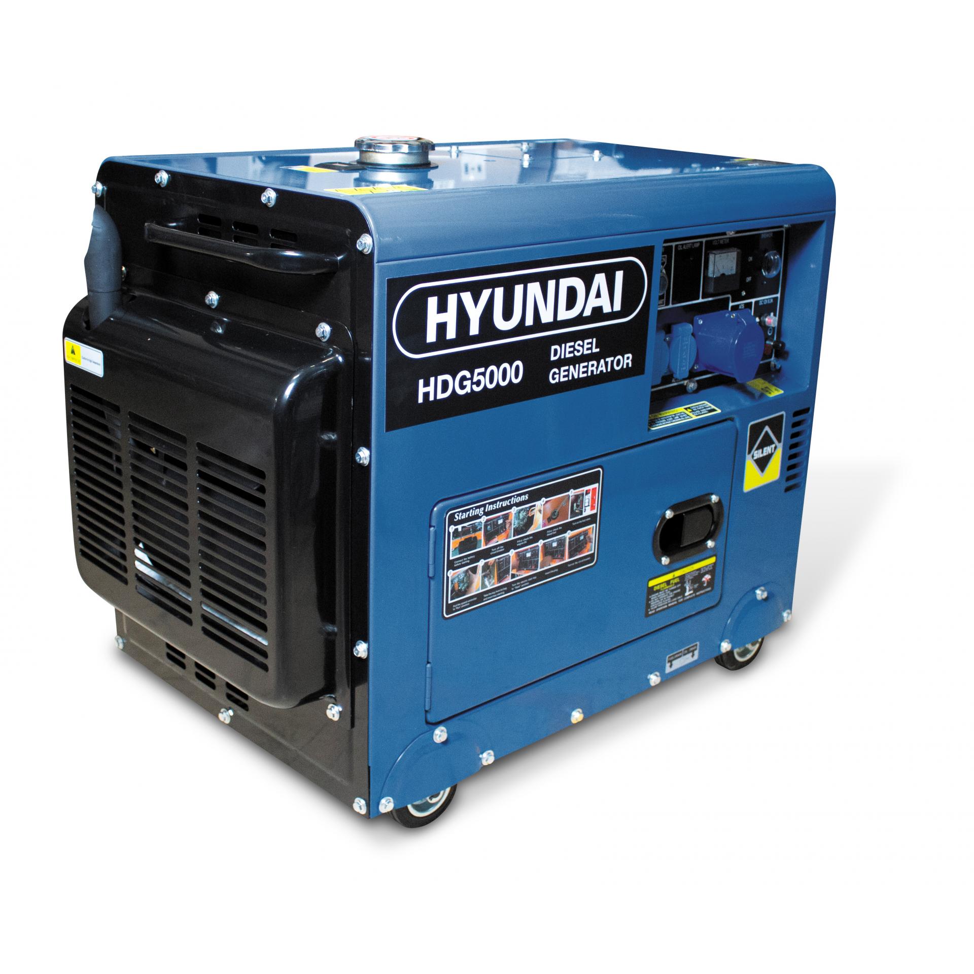 op diesel 5000 W - elektrische start AVR-systeem - hyundai