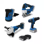 Pack d'outils 18 V - Perceuse + Meuleuse + Scie sauteuse + Ponceuse