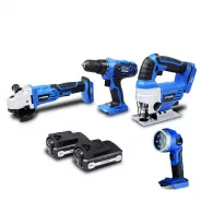 4 Tools pack 18V -  Drill - Jig Saw - Angle Grinder - Lamp