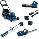 Souffleur sans fil 40 V 216 Km/h + Taille-haie sans fil 40 V 60 cm + Coupe-bordure sans fil 40 V 25,4/30,5 cm + Tondeuse sans fil 40 V 40 cm 50 L + 2 Batteries 40 V 4 Ah+ 1 Chargeur 40 V