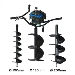 Tarière thermique 54 cm³ - Double poignée 100 / 150 /200 mm - Moteur 4 temps