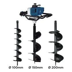 Tarière thermique 58 cm³ - Double poignée 100 / 150 / 200 mm