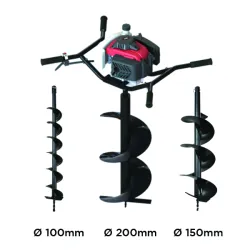 Tarière thermique 54 cm³ - Double poignée 100 / 150 /200 mm - Moteur 4 temps