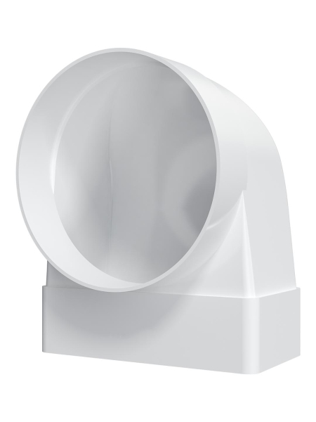 Coude de raccordement en plastique pour conduits plats et ronds avec bride - Dimensions : 55х110 - Diam. : 100