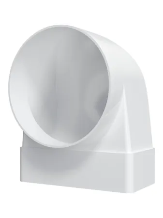 Coude de raccordement en plastique pour conduits plats et ronds - Dimensions : 55x110 - Diam. : 100