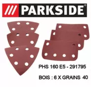 Feuilles Abrasives Bois 6X40 pour Ponceuse à Main PARKSIDE – Haute Résistance, Installation Facile